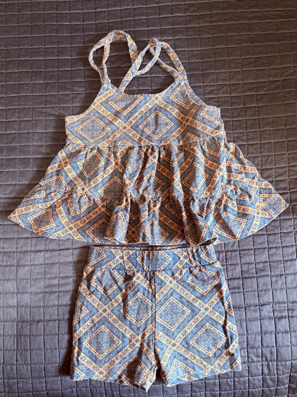 Kate Quinn | spaghetti tie top & short set | bandana spice | 18-24m